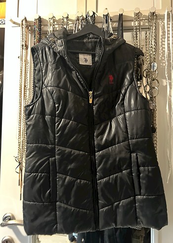 US polo Siyah Kapüşonlu Fermuarlı Kadın Yelek - Görsel 2