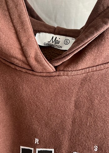 Kahverengi Kapüşonlu Baskılı Kadın  oversize Sweatshirt - Görsel 2