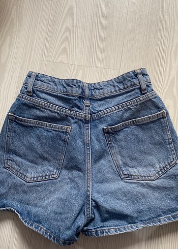 Kadın Mavi Denim Mini Şort - Görsel 3