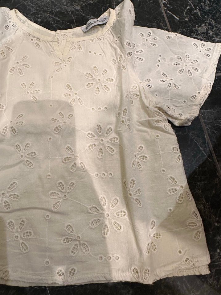 Kısa Kollu Nakışlı Beyaz Bohem Bluz - Görsel 2