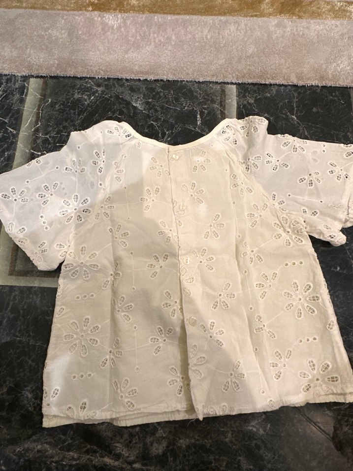 Kısa Kollu Nakışlı Beyaz Bohem Bluz - Görsel 5