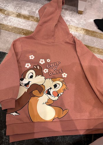 Kız Çocuk Kapüşonlu Kahverengi Sweatshirt - Görsel 2