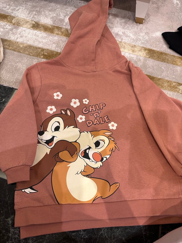 Kız Çocuk Kapüşonlu Kahverengi Sweatshirt - Görsel 2