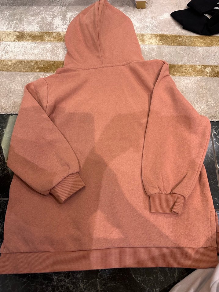 Kız Çocuk Kapüşonlu Kahverengi Sweatshirt - Görsel 4