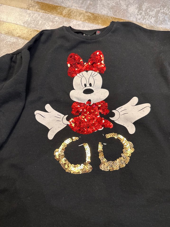 Kız Çocuk Siyah Uzun Kollu Payetli elbise. - Görsel 2