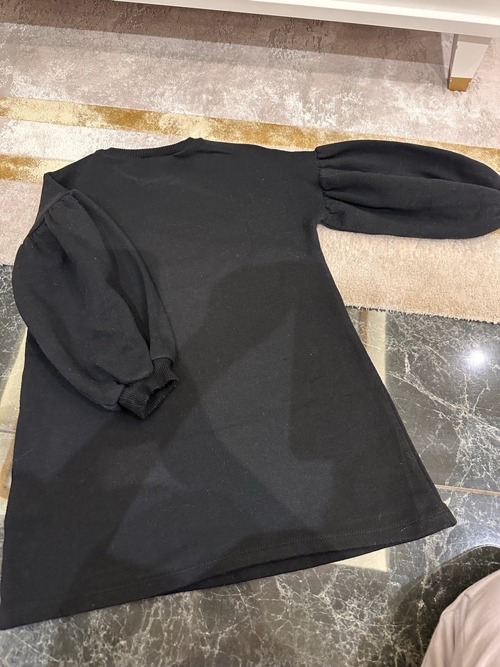 Kız Çocuk Siyah Uzun Kollu Payetli elbise. - Görsel 3