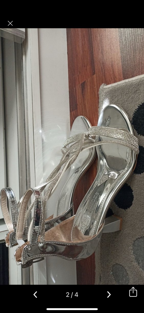 Gri Metal Zincir Detaylı Stiletto Abiye Ayakkabı - Görsel 2