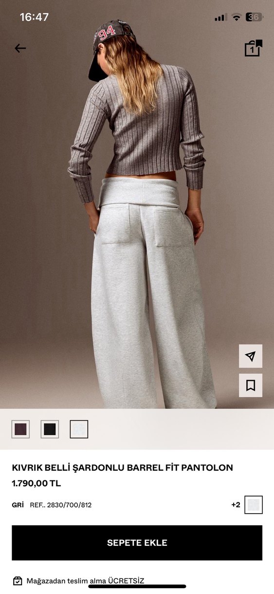 Bershka Açık Gri Rahat Eşofman Altı — görsel 3/4