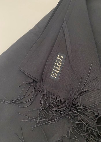 Püsküllü Kadın Şal - siyah ve altın - Görsel 3