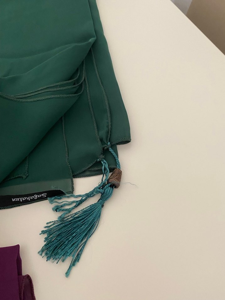 Kadın Çok Renkli Püsküllü şifon  Şal Seti - Görsel 4