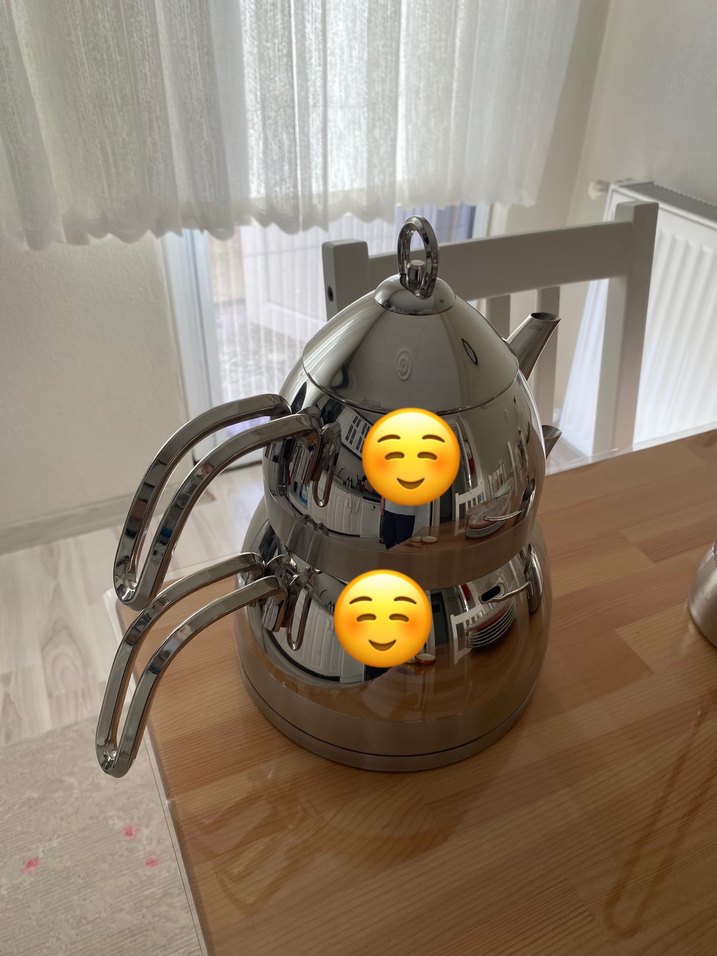 Gri Çelik Çaydanlık Seti emsan aragon - Görsel 2