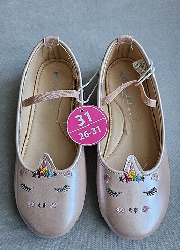31 Beden ten rengi Renk LC Waikiki Çocuk Unicorn Parlak Babet Ayakkabı 