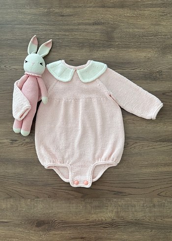 6 Ay Beden Pembe Örgü Bebek Kız Tulum