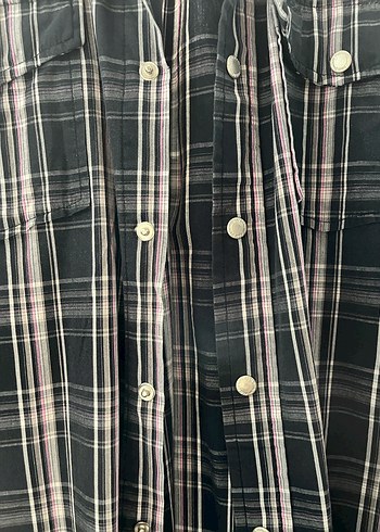 Düğmeli Gri Uzun Kollu Vintage Gömlek - Görsel 2