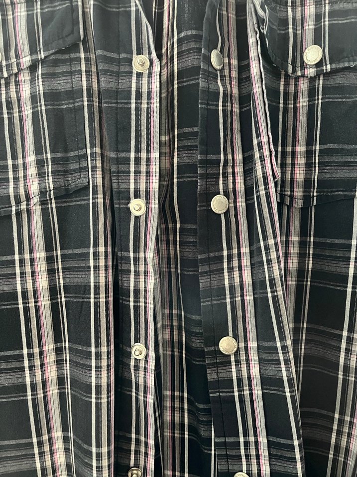 Düğmeli Gri Uzun Kollu Vintage Gömlek - Görsel 2