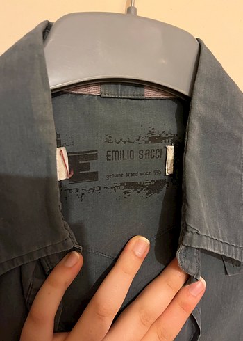 Gri Uzun Kollu Denim unisex Gömlek - Görsel 4