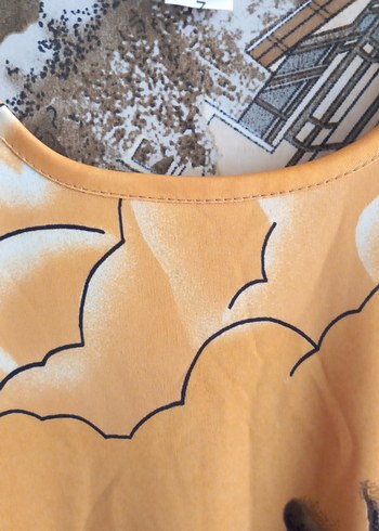 48 Beden Drapeli Uzun Kollu Vintage Hamile Tunik