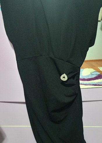 siyah midi elbise - Görsel 4