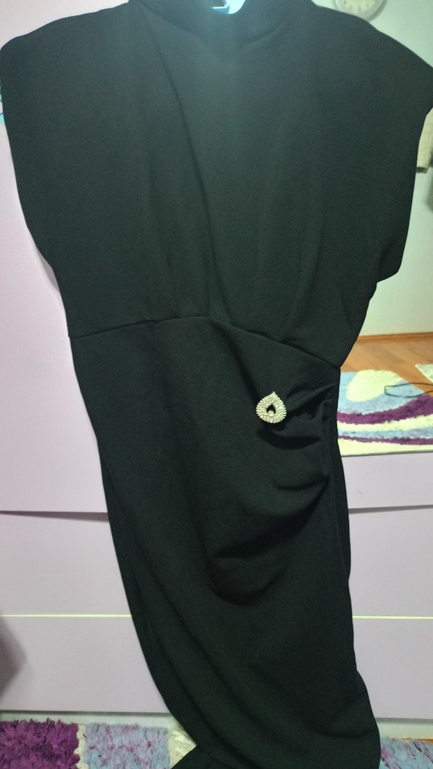 siyah midi elbise - Görsel 4