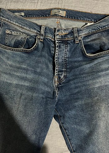 Düğmeli, Normal Boy, Mavi Denim Erkek Kot Pantolon