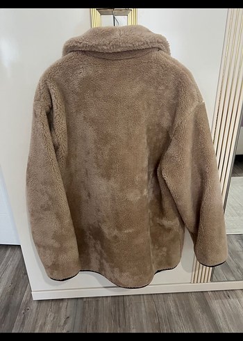 Pull and Bear Bej Kürklü Midi Kadın Ceket