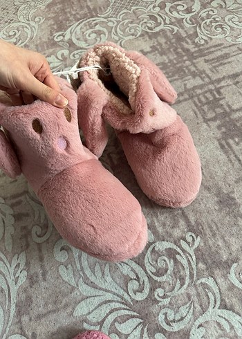 Kızlar için Pembe Peluş Ev Terliği - Görsel 2