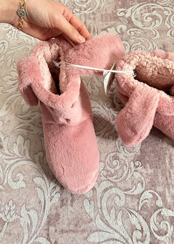 Kızlar için Pembe Peluş Ev Terliği - Görsel 6