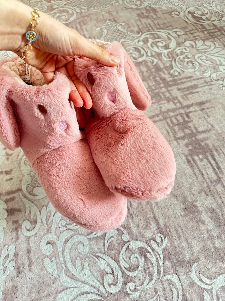 Kızlar için Pembe Peluş Ev Terliği - Görsel 3