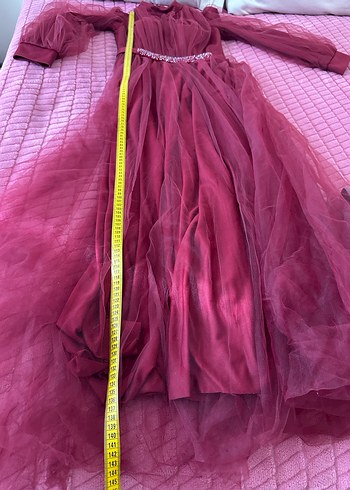 Bordo Uzun Bohem Yüksek Yakalı Kadın Elbise - Görsel 8