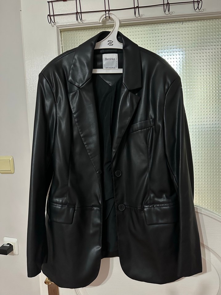 Kadın Siyah Deri Midi Ceket - Görsel 2