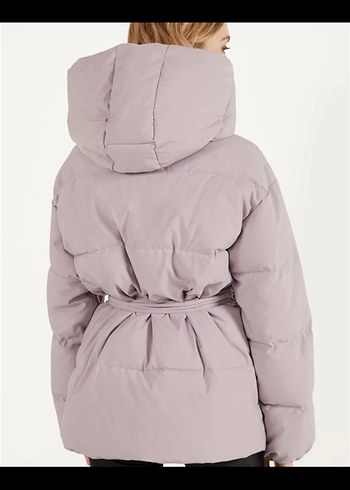 Bershka Lila Kemerli Midi Kadın Kışlık Mont