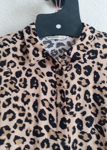 Stradivarius Leopar Desenli Uzun Kollu Kız elbise