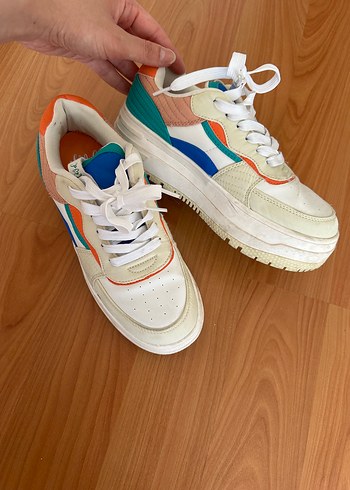 38 Beden Pastel Renkli Bağcıklı Platform Spor Ayakkabı