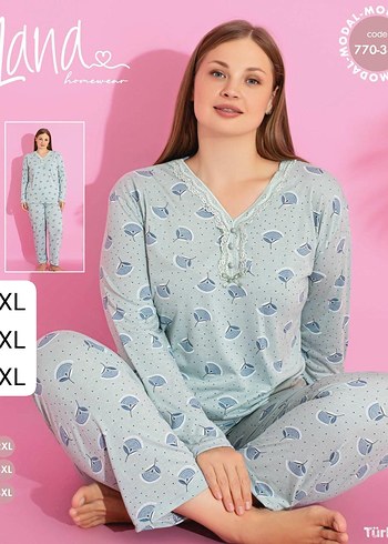 Gri Uzun Kollu Rahat Kadın Pijama Takımı