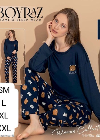 Boyraz Kadın Lacivert Uzun Kollu Pijama Takımı