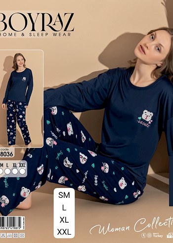 Uzun Kollu Baskılı Kadın Pijama Takımı