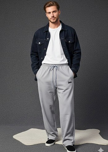 Gri Erkek baggy stoperli alt erkek esofman alt arka cepli - Görsel 4