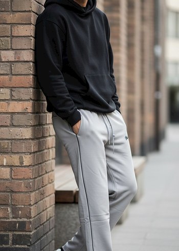 Gri Erkek baggy stoperli alt erkek esofman alt arka cepli - Görsel 5