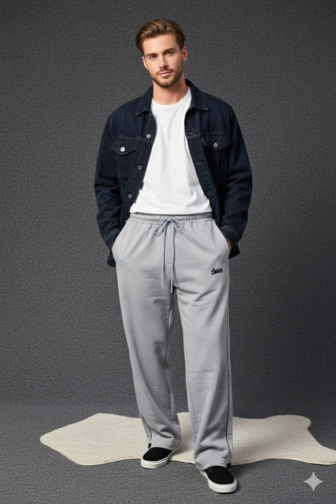 Gri Erkek baggy stoperli alt erkek esofman alt arka cepli - Görsel 4