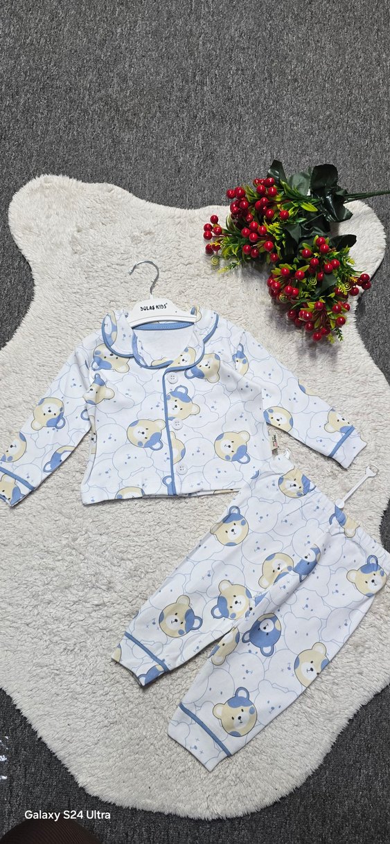 Düğmeli Bebek pijama takımı Uzun Kollu - Görsel 2