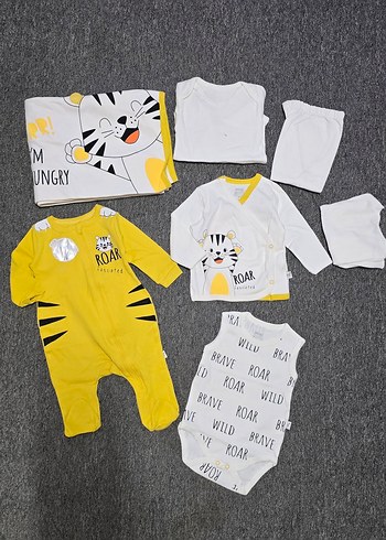 Zebra Desenli Sarı Bebek Erkek 7'li Takım