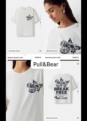 Break free baskılı kelebek t-shirt
