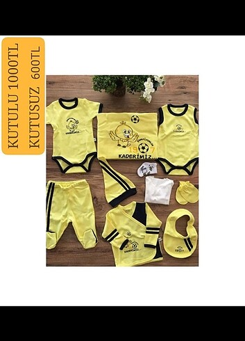 Fenerbahçe 10 parça zıbın set hastane çıkışı sarı lacivert