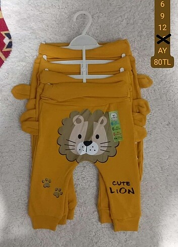 Arkası aslan desenli erkek bebek tek alt