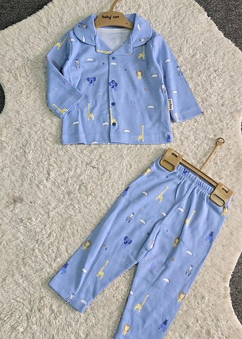 Diğer Baby Can Acik Mavi Hayvan Desenli Bebek Pijama Takimi