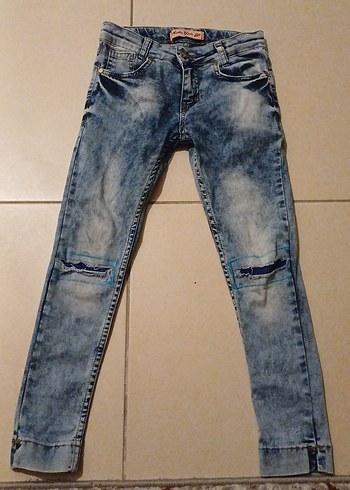 Geniş Kesim Gri Mavi Midi Kot Pantolon
