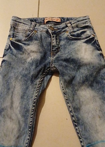 Diğer Geniş Kesim Gri Mavi Midi Kot Pantolon