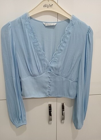 Stradivarius Saten Dantelli Bluz