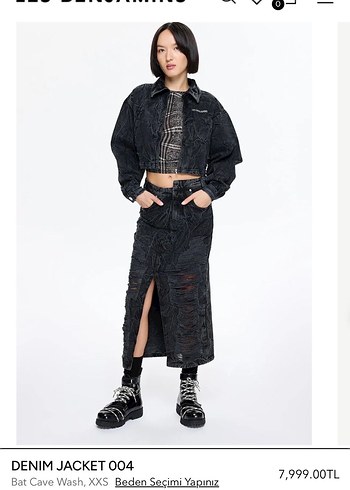 s Beden Les benjamins denim Kadın Siyah Kısa gothic Denim Ceket