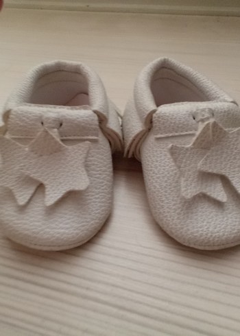 16 Beden beyaz Renk Unisex Bebek İlk Adım Ayakkabısı Yıldız Detaylı